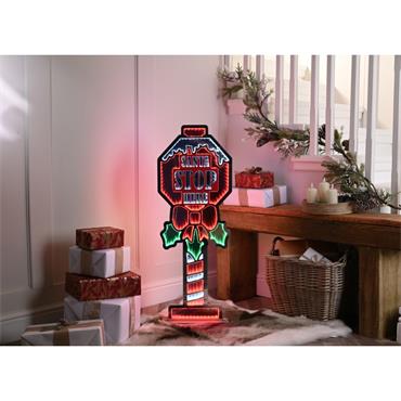 Infinity Mirror Santa Stop Sign 120Cm