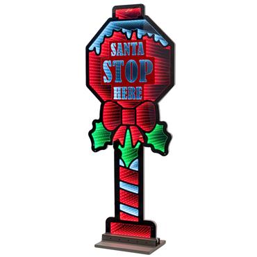 Standing Santa Stop Here Infinity Mirror 120c
