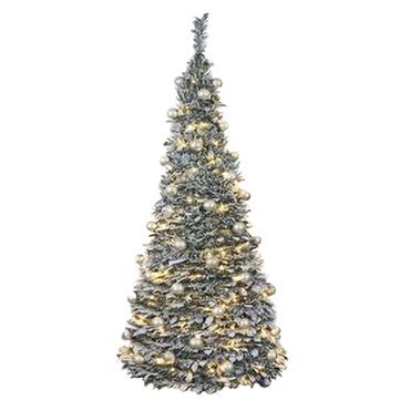 Festive Holly Flock Pop-Up Pre-Lit Tree 6ft