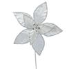 64cm white poinsettia with silver sequins stem