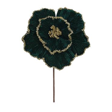 30cm dark green velvet poppy stem