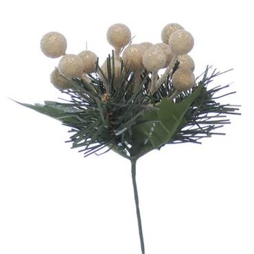 19CM GOLD FROSTED BERRY PICK P025711