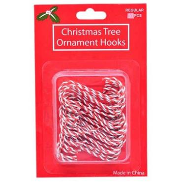Candy Cane Stripe Tree Hooks 30 Pack