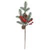 43CM SNOWY PINECONES/RED BERRIES STEM