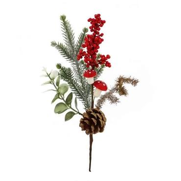 28CM MUSHROOMS/MINI RED BERRIES PICK