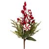Christmas Green Pick Red & White Berries 50cm