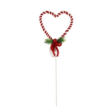 Christmas Candy Cane Heart Pick