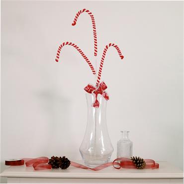 Christmas Candy Cane With Bow Pick