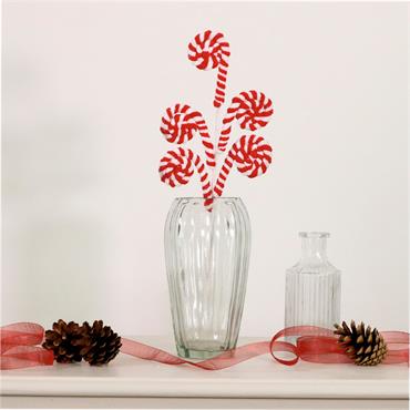Christmas Candy Cane Curly Bow 5 Stem