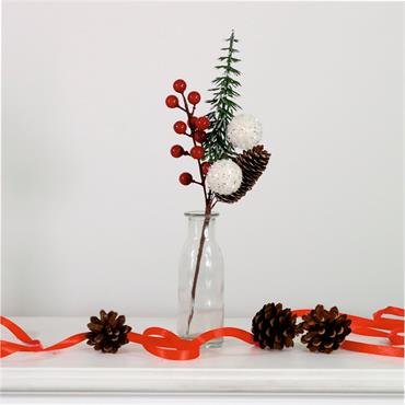 Festive Frosted Snowy Pinecone Pick