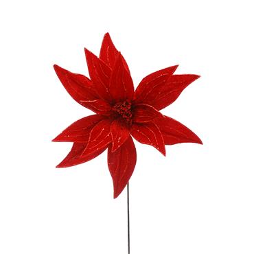 Red Velvet Glitter Poinsettia 65cm