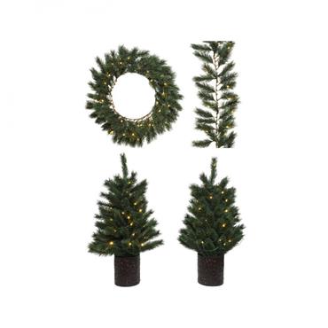 National Tree Company Dunhill Pine Pre-Lit Door Decoration Set 4 Piece