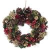 30CM RED BERRY & GOLD CONE WREATH IN BOX
