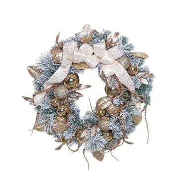 Deluxe Champagne Double Bow Wreath 76x20cm