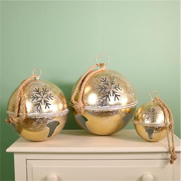 Festive Hanging Bauble Bell Gold Set of 3