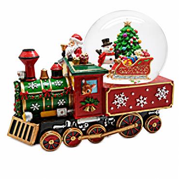 Christmas Train Santa Music Snow Globe 21.5c