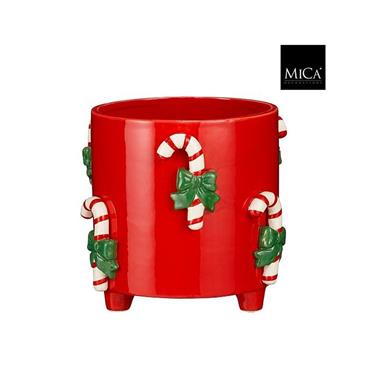 Mica Candy Cane Red Planter 21Cm
