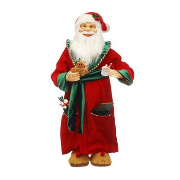 Standing Santa Red & Green Dressing Gown 60Cm