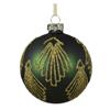 8 cm Glass Bauble Matt Gold Dec Glitter Green