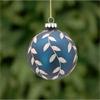 Leaf Design Bauble Royal Navy/Gold 8cm