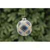 Check Bauble Royal Navy/Gold Glitter 8cm