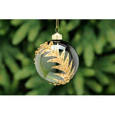 Bauble Clear Green Leaf 8cm