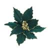 Poinsettia Dark Green Glitter Clip On 26cm