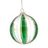 Glass Bauble With Green Stripes 12cm