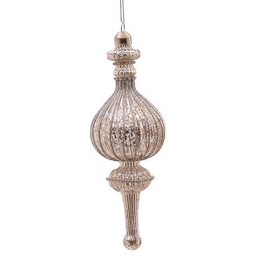 Glass Ornament Silver Finial 18cm