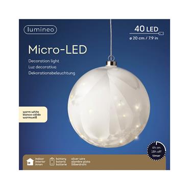 Micro Glass Ball Clear Battery Led 20cm