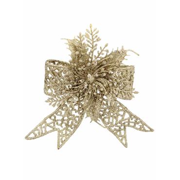19CM CLASSIC GOLD GLITTER HANGING BOW
