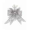 19CM CLASSIC SILVER  GLITTER HANGING BOW
