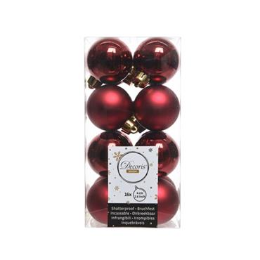 DECORIS RED SHATTERPROOF BAUBLES 16PK