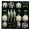 DECORIS GREEN WHITE SHATTERPROOF BAUBLES 46PK