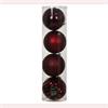 DECORIS OX BLOOD RED SHATTERPROOF BAUBLE 4PK