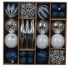 DECORIS BLUE SILVER SHATTERPROOF BAUBLE 46PK