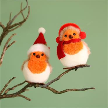 Festive Robins On Clip Rodney & Rudie 2 Ast