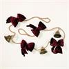 Festive Velvet Bow & Bell Garland Burgundy