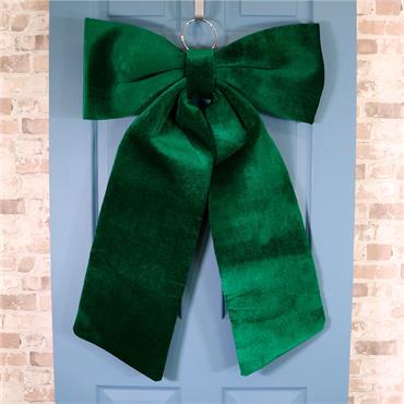 Velvet Hanging Bow Large Green