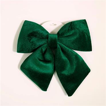 Velvet Hanging Bow Medium Green