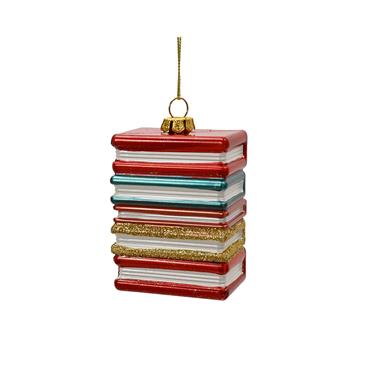 Multi Colour Book Pile 6.1cm Hanging Oranment