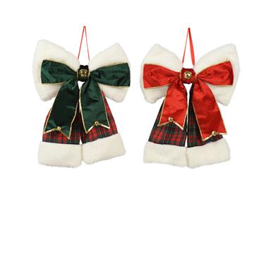 A Christmas Tale Tartan Bow Bell 16cm 2 Asst