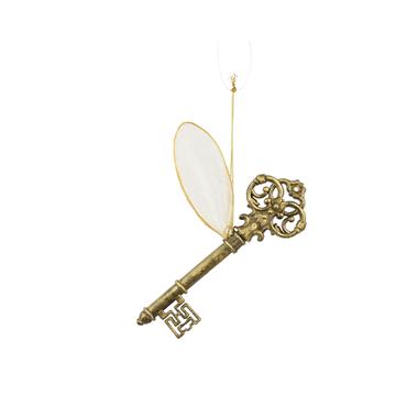 Antique Gold Key Iron Wing Hanging Deco 5cm