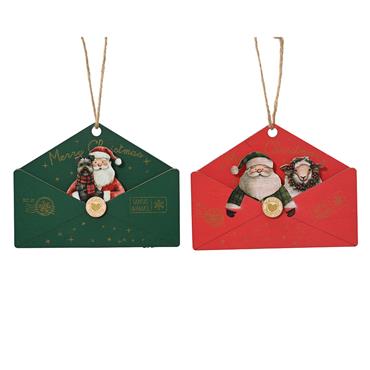 Letter To Santa Hanging Decor 2 Col Ast 9cm