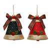 Tartan Velvet Bell Bauble With Bow 2 Ast 15cm