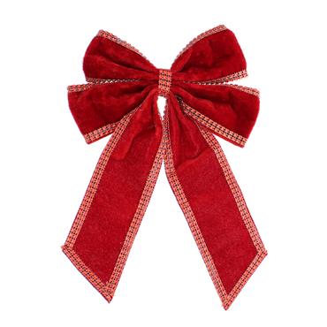 Red Velvet Jewel Edging Bow 32cm