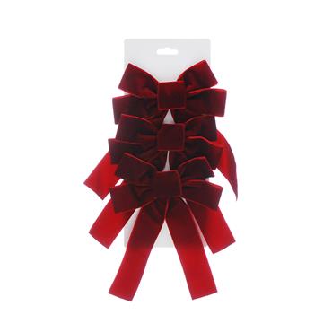 Burgundy Velvet Bow Set Of 3 24cm