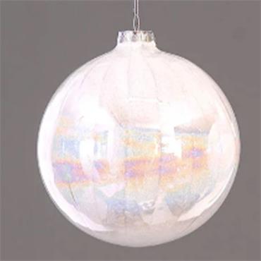Glass Shiny White Bauble 10cm