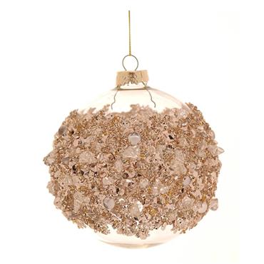 Gold Glass Transparent Encrusted Bauble 12cm