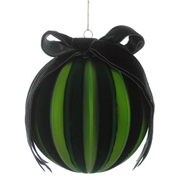 Luxury Green Velvet Bow Glass Bauble 15cm